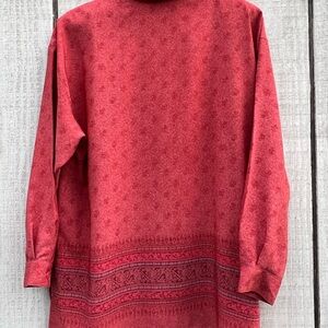 Maggie Mcnaughton women’s blouse long sleeve floral print rust color buttons up